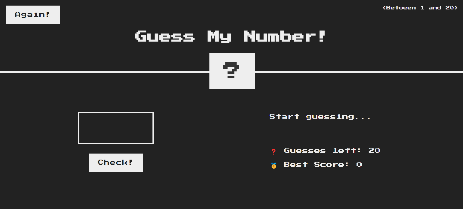 Guess my Number game screenshot
